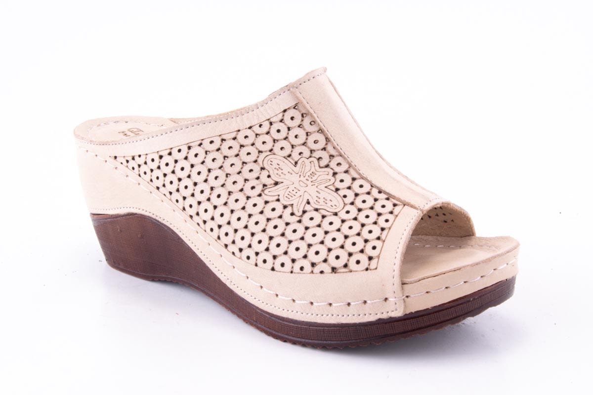 Saboti Dama Claudio Casini Piele Naturala De Vitel Cart 6112 /Bej - Claudio Casini - amely.ro