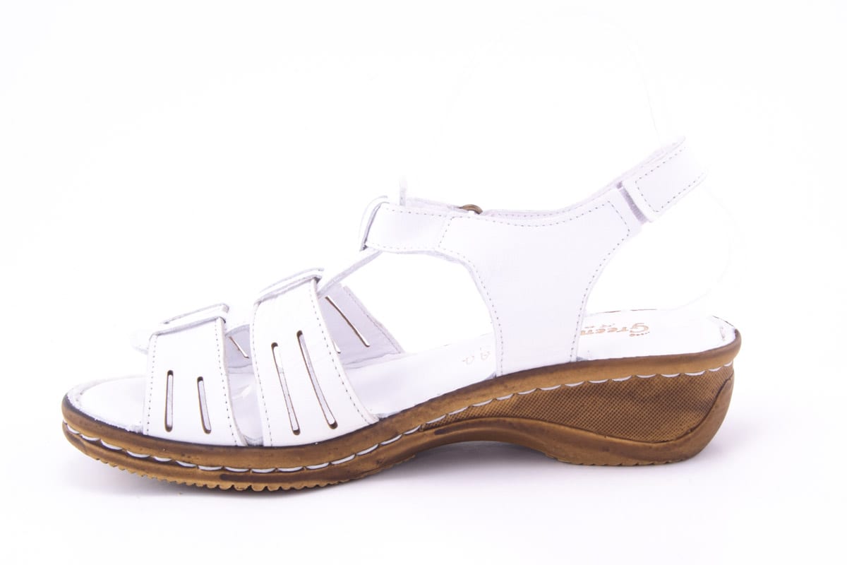 Sandale Dama Green Foot Piele Naturala De Vitel Mira 803 /Alb - amely.ro - amely.ro