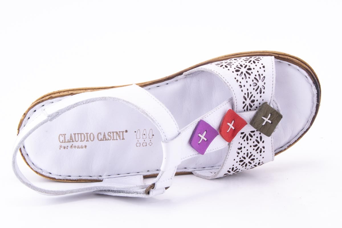 Sandale Dama Piele Naturala De Vitel Claudio Casini Cart 4618 /Alb - Claudio Casini - amely.ro