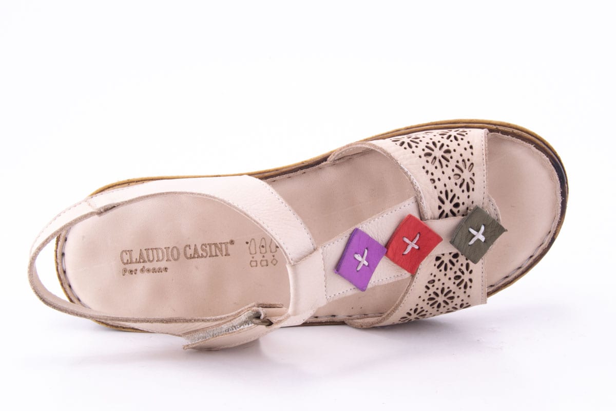 Sandale Dama Piele Naturala De Vitel Claudio Casini Cart 4618 /Bej - Claudio Casini - amely.ro