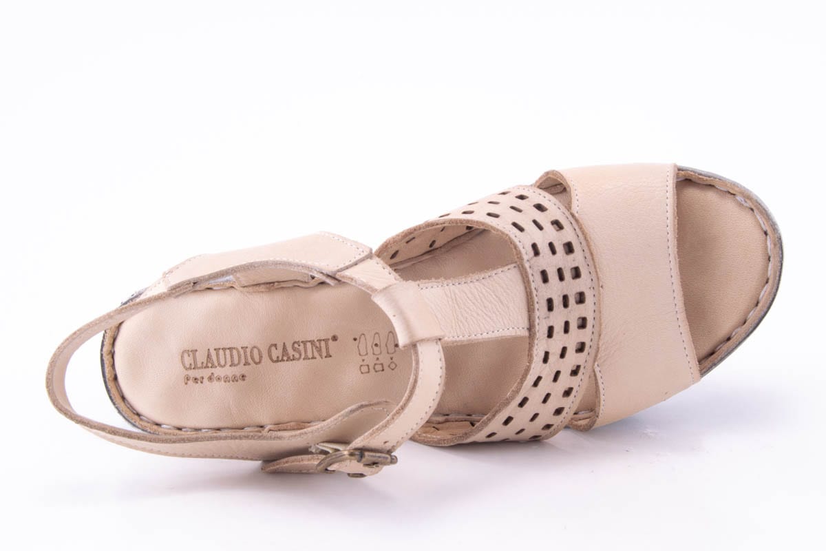 Sandale Dama Piele Naturala De Vitel Claudio Casini Cart 489 /Bej - Claudio Casini - amely.ro