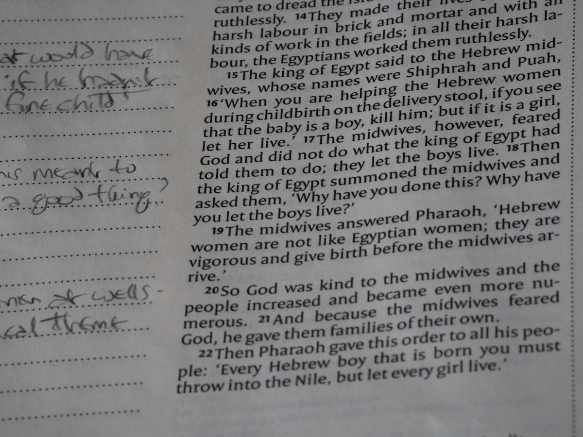 Handwritten notes next to printed text.