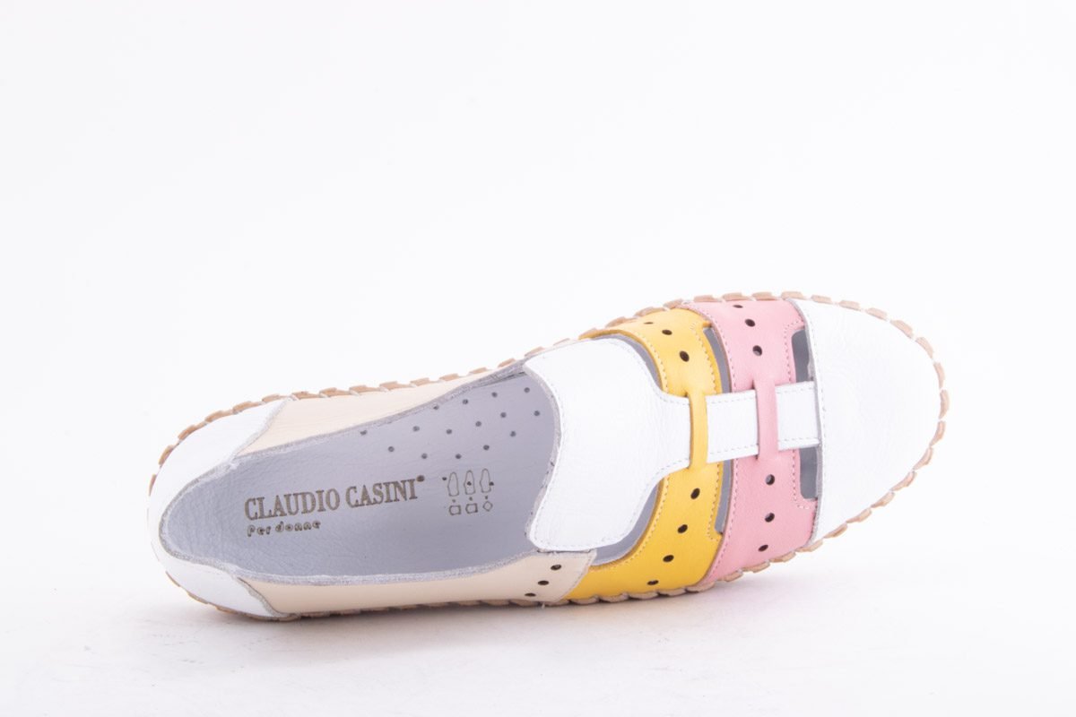 Pantofi Dama Piele Naturala De Vitel Claudio Casini Cart Yt322 /Alb - Claudio Casini - amely.ro