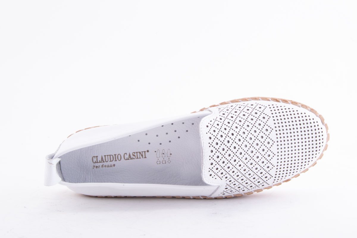 Pantofi Dama Piele Naturala De Vitel Claudio Casini Cart Yt325 /Alb