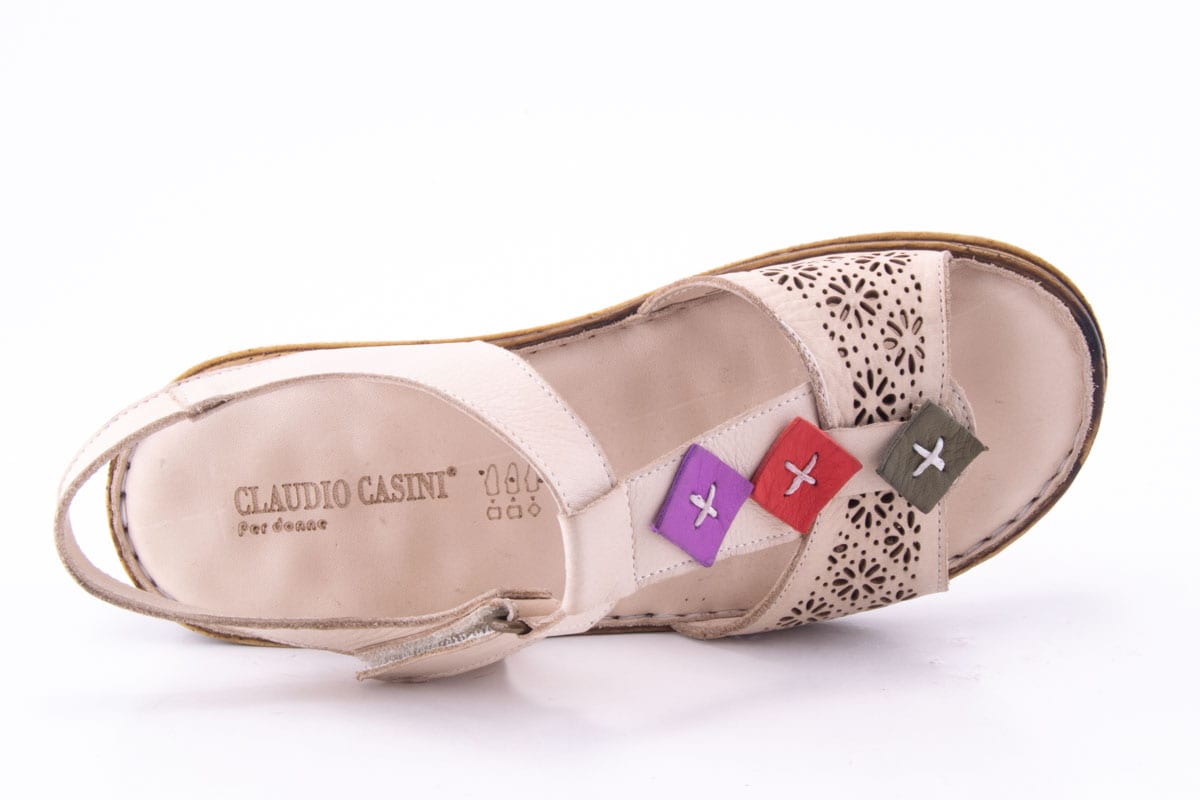 Sandale Dama Piele Naturala De Vitel Claudio Casini Cart 4618 /Bej